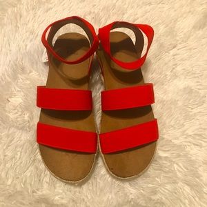 Red Strapped Sandals Size 8
